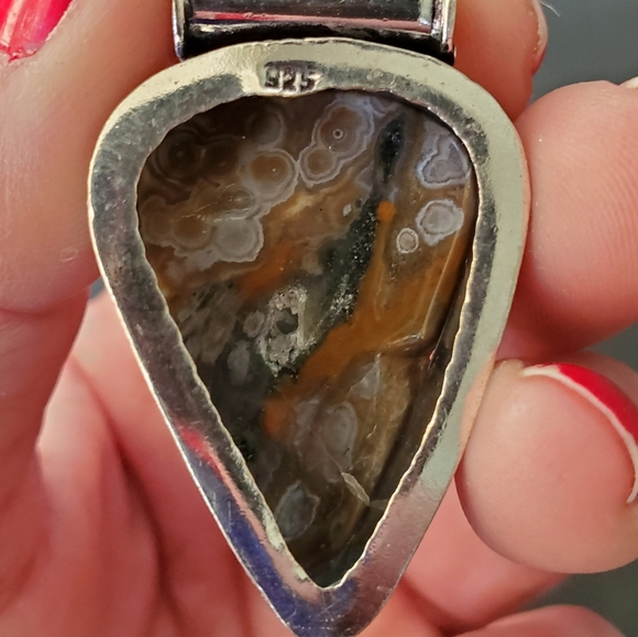New Ocean Jasper Antique Design 925 Silver Pendant. - Picture 9 of 14